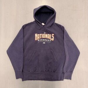 Majestic Athletic Nationals Baseball Hoodie Sweatshirt Adult Medium Navy Blue